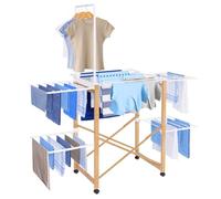 IDMarket Séchoir à linge pliable DELUXE capacité 22 m avec tringle blanc effet bois