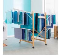 IDMARKET Séchoir à linge pliable DELUXE capacité 27M blanc et effet bois