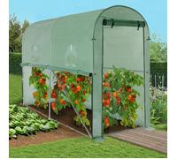 IDMarket - Serre à tomates relevable 3m² Verte 2 fenêtres avec moustiquaire et Porte zippée