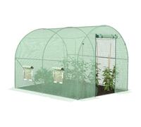 IDMarket - Serre tunnel de jardin Roma 6 m² (3x2x2 m) acier galvanisé bâche anti-UV verte