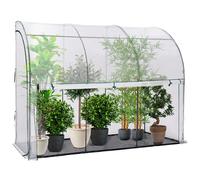 Idmarket Serre D'hivernage Murale Adossée 100 X 300 Cm Ouverture De Face Blanc