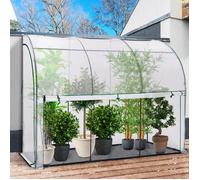 Idmarket Serre D'hivernage Murale Adossée 100 X 300 Cm Ouverture De Face Blanc