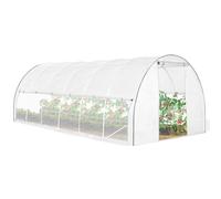 IDMarket - Serre Tunnel de Jardin 18M² Blanche relevable avec moustiquaire