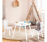 Table + 2 chaises enfant candice avec espace de rangement en bois blanc