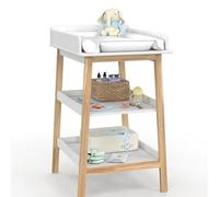 IDMARKET Table à langer MAHE avec 2 étagères façon hêtre et blanc