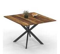 IDMarket - Table à Manger carrée Alix 110 cm Pied araignée Noir | Avec plateau bois foncé HAWKINS, capacité 8 personnes