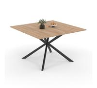 IDMarket Table à manger carrée ALIX 8 personnes pied araignée bois et noir 120 cm