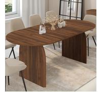 IDMARKET Table à manger extensible japandi ovale EDITH 6-10 personnes effet noyer 160 - 200 cm