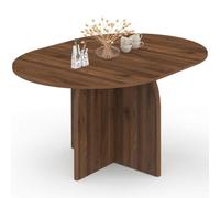 IDMarket - Table à Manger Extensible japandi Ronde Edith 4-8 Personnes Pied Central Design Arrondi Noyer 110-150 cm