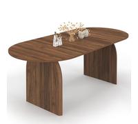 IDMarket - Table à Manger Extensible Ovale Edith 160-200 cm Effet Noyer | Design japandi, capacité 6-10 personnes