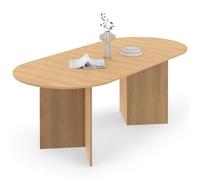IDMarket - Table à Manger Extensible Ovale Marthe 160-200 cm Effet hêtre | Capacité 6-10 personnes