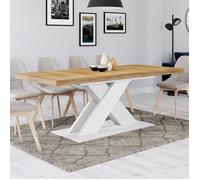 IDMARKET Table à manger extensible rectangle ALICIA 6-10 personnes bois et blanc 160-200 cm