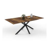 IDMARKET Table à manger extensible rectangle ALIX plateau HAWKINS avec rangement 6-10 personnes bois foncé et noir 160-200 cm