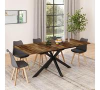 Table à manger rectangle extensible - IDMARKET - ALIX - Bois vieilli et noir - 6-10 personnes - 160-200 cm