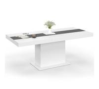 IDMarket – Table à manger extensible rectangulaire EDEN 6-10 personnes 160-200 cm blanc/gris