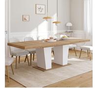 IDMARKET Table à manger extensible rectangle ELIAD 8-12 personnes bois et blanc 200-250 cm