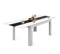 IDMarket - Table à Manger Extensible Rectangle Georgia 6-10 Personnes Blanche et Noire 140-220 x 90 cm