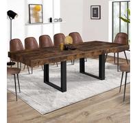 IDMARKET Table extensible PHOENIX rect. 10-12 personnes bois effet vieilli et noir 200-300 cm