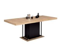 IDMarket - Table à Manger Extensible Rectangle UGO 6-10 Personnes Bois façon hêtre et Noir 160-200 cm