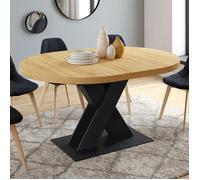 IDMarket Table à manger extensible ronde Alicia 4-8 personnes bois et noir 110-150 cm
