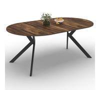 IDMarket - Table à Manger Extensible Ronde Alix 4-10 Personnes Pied araignée Noir et Plateau Bois foncé Hawkins 110-200 cm