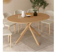 IDMARKET Table à manger extensible ronde ALIX 4-8 personnes pied araignée bois effet hêtre 110-150 cm