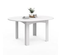 IDMARKET Table à manger extensible ronde DONA 4-6 personnes blanc 120-160 cm