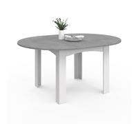 IDMarket - Table à manger DONA extensible ronde 4-8 personnes blanc plateau effet béton 110-150 cm
