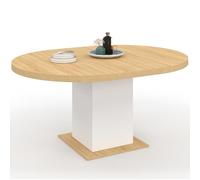 IDMarket - Table à Manger Extensible Ronde Eden 120-160 cm Bois et Blanc | Capacité 4-8 personnes