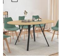 IDMARKET Table à manger extensible ronde YSEULT 4-8 personnes bois et noir design industriel 110-150 cm