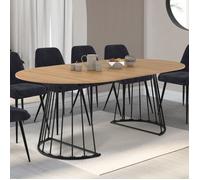 IDMarket - Table à manger extensible ronde Yuna 4-10 personnes bois et noir 110-200 cm