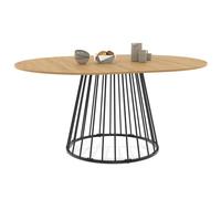 IDMarket - Table à Manger Extensible Ronde Yuna 4-8 pers Plateau Bois et Pied Filaire en métal 110-150 cm