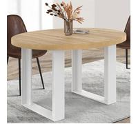 IDMarket Table à manger PHOENIX ronde fixe pour 4 personnes bois et blanc 110 cm