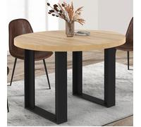 IDMARKET Table à manger fixe ronde PHOENIX 4 personnes bois et noir 110 cm