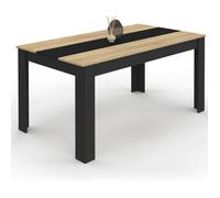 IDMarket Table à Manger Georgia 160 x 90 x 75 cm 8 Personnes Bois Noir et Imitation Hêtre