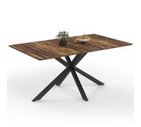 IDMarket - Table à manger rectangle ALIX 160 cm pied araignée noir | Avec plateau bois foncé HAWKINS, capacité 8 personnes