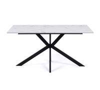 IDMarket – Table à manger rectangle fixe ALIX Mabre et noir 8 personnes 160 cm