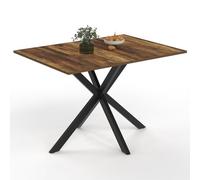 IDMarket - Table à Manger Rectangle Alix 6 Personnes Pied araignée Noir et Plateau Bois foncé Hawkins 110 cm
