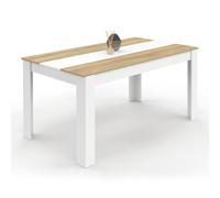 IDMarket - Table à Manger Rectangle Georgia 8 Personnes 160 x 80 cm | Coloris blanc et imitation hêtre