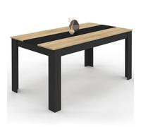 IDMarket Table à manger GEORGIA 8 personnes rectangulaire 160 x 90 cm noir et imitation hêtre