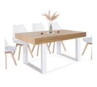 IDMarket - Table à Manger Rectangle Phoenix 6 Personnes Bois et Blanc 160 cm