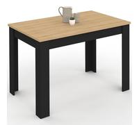 IDMarket - Table à Manger Rectangle ROZY 6 Personnes Noire Plateau façon hêtre 110 cm