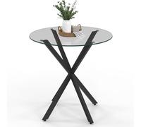 IDMarket - Table à Manger Ronde Alix 4 Personnes 80 cm Pied araignée | Coloris noir et plateau verre