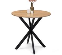 IDMarket - Table à Manger Ronde Alix 4 Personnes Pied araignée Bois et Noir 80 cm