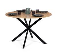 IDMarket - Table à Manger Ronde Alix 6 Personnes Pied araignée Bois et Noir 110 cm