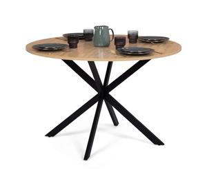 IDMarket - Table à Manger Ronde Alix 6 Personnes Pied araignée Bois et Noir 110 cm