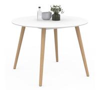 Table à manger ronde scandinave 110 cm blanc