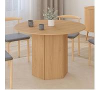 IDMarket - Table à Manger Ronde Berthe 6 Personnes Pied Hexagonal Bois Effet hêtre 110 cm