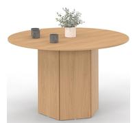 IDMarket - Table à Manger Ronde Berthe 6 Personnes Pied Hexagonal Bois Effet hêtre 110 cm