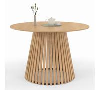 IDMarket - Table à Manger Ronde Carmen 6 Personnes Pied Bois en Lattes et Plateau Bois 110 cm